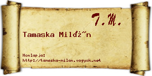 Tamaska Milán névjegykártya